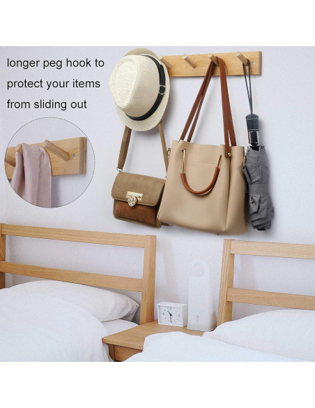 Perchero de pared WEBI 5 ganchos bambú natural 43.18 cm Perchero de pared WEBI 5 ganchos bambú natural 43.18 cm