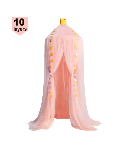 Dosel de Cama Jolitac Rosa Redondo con Encaje y Mosquitero Dosel de Cama Jolitac Rosa Redondo con Encaje y Mosquitero