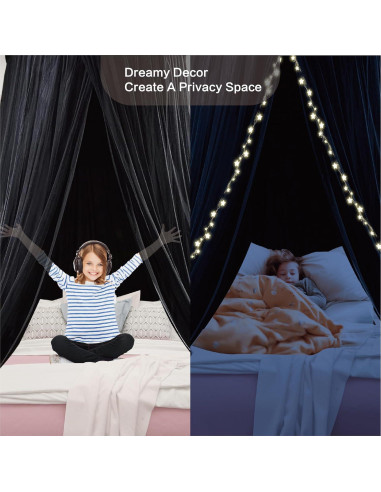 Dosel de Cama Redondo ZXPLO 101.6 cm Negro Doble Capa