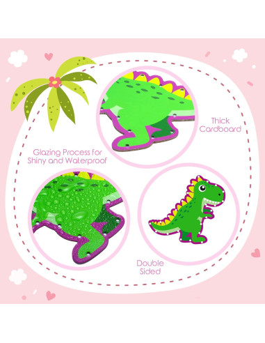 10 Tarjetas de Enhebrado Dinosaurios Pajean 15.24 cm Doble Cara