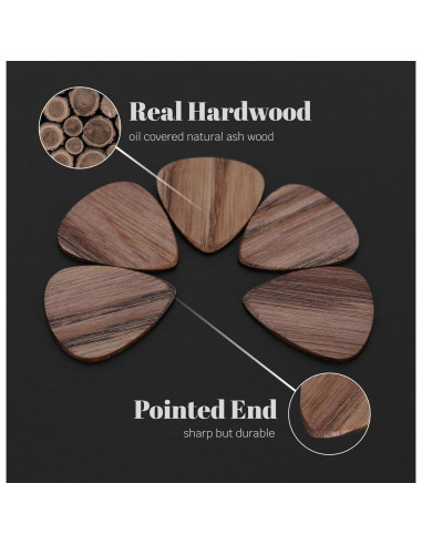 Paquete de 12 Púas de Guitarra de Madera 1.6mm - Acústica y Eléctrica