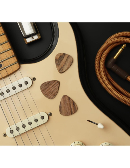 Paquete de 12 Púas de Guitarra de Madera 1.6mm - Acústica y Eléctrica Paquete de 12 Púas de Guitarra de Madera 1.6mm - Acústica y Eléctrica