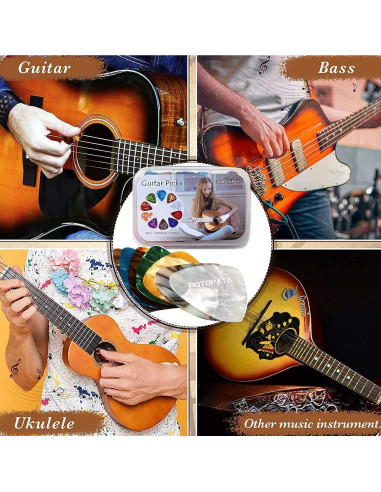 Paquete de 60 Púas de Guitarra Celuloide Multicolor 0.5-1.2mm