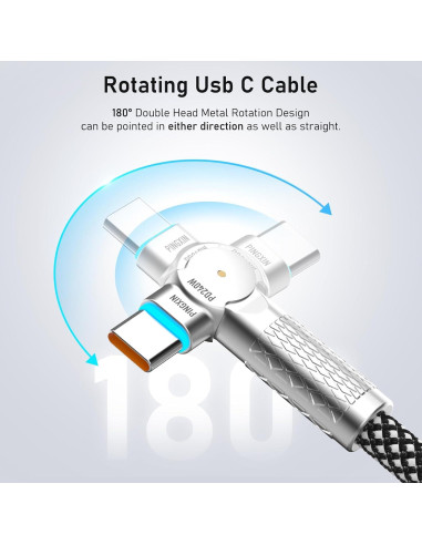 Cable USB C Trenzado 1.0m 240W PINGXIN con Rotación 180