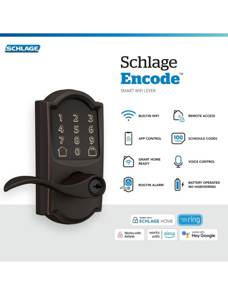 Cerradura Inteligente Schlage Encode WiFi Camelot Bronce Cerradura Inteligente Schlage Encode WiFi Camelot Bronce