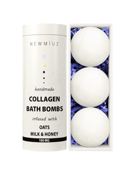 Bombas de Baño de Colágeno New Miuz - Avena, Leche y Miel - 3 Unidades Bombas de Baño de Colágeno New Miuz - Avena, Leche y Miel - 3 Unidades