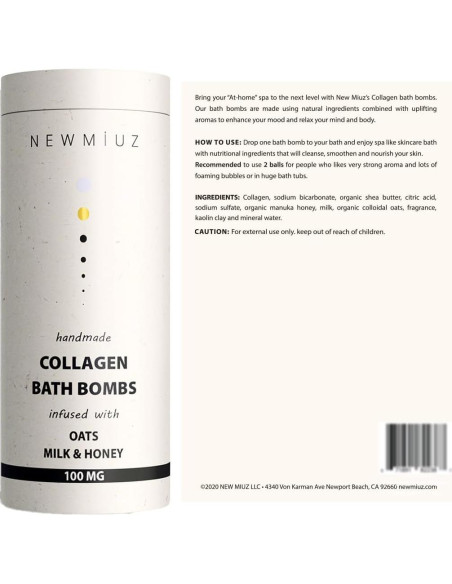 Bombas de Baño de Colágeno New Miuz - Avena, Leche y Miel - 3 Unidades Bombas de Baño de Colágeno New Miuz - Avena, Leche y Miel - 3 Unidades
