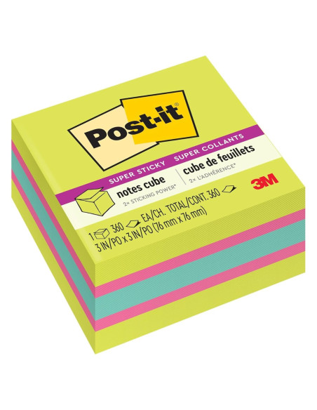 Post-it Notas Super Adhesivas 7.6x7.6 cm Colores Brillantes 360 Hojas Post-it Notas Super Adhesivas 7.6x7.6 cm Colores Brillantes 360 Hojas