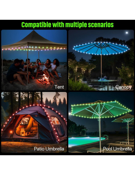 Luces de Cadena LED Waybelive 12 m, 16 Colores, Impermeable Luces de Cadena LED Waybelive 12 m, 16 Colores, Impermeable