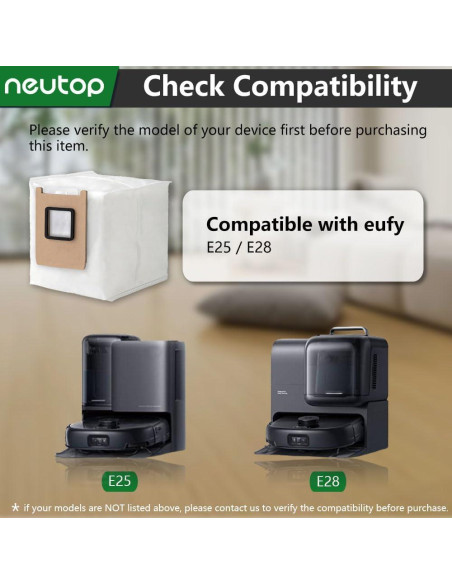 Bolsas de polvo desechables Neutop para eufy E25/E28 - 12 unidades Bolsas de polvo desechables Neutop para eufy E25/E28 - 12 unidades
