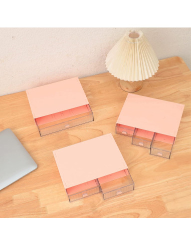 Organizador de Escritorio Ykpoqir Rosa 6 Cajones Apilable