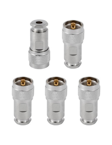 5 Conectores Macho PL-259 POBADY 50 Ohm para RG58 RG400