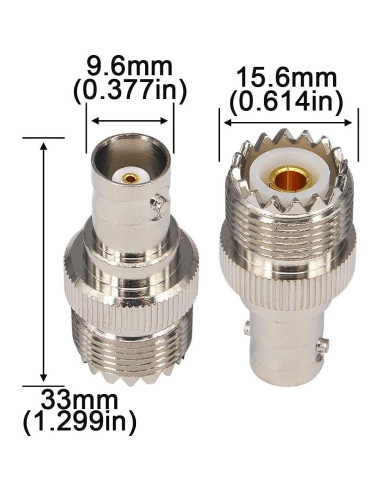 Adaptador Coaxial BNC Femenino a UHF Femenino 2-Pack BOOBRIE