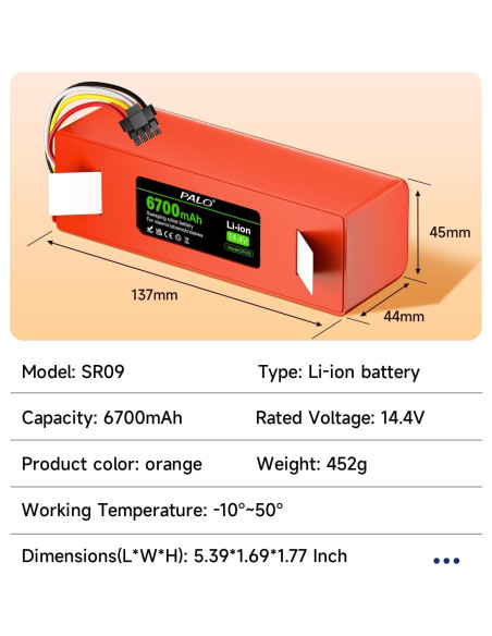 Batería de Reemplazo Li-ion 6700mAh para Roborock S4 S5 S6 S7 Batería de Reemplazo Li-ion 6700mAh para Roborock S4 S5 S6 S7