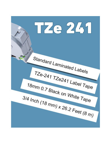Cinta Etiquetadora Weemay TZc241 18mm Negro sobre Blanco - 4 Rollos
