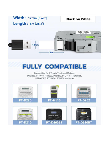 Paquete de 6 cintas de 12mm laminadas HUIMAZJIA colores