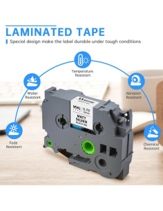 Cinta de Etiquetas Laminada Unismar TZe-M941 18mm Negro Plata 2-Pack 2