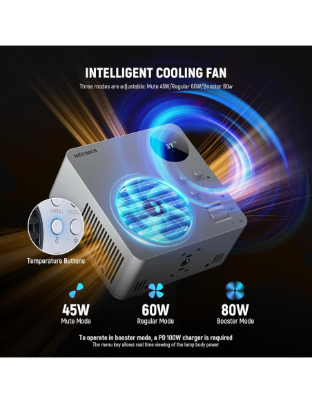 Luz LED RGB NEEWER HB80C 80W con Batería 72Wh y Flash 200Ws Luz LED RGB NEEWER HB80C 80W con Batería 72Wh y Flash 200Ws
