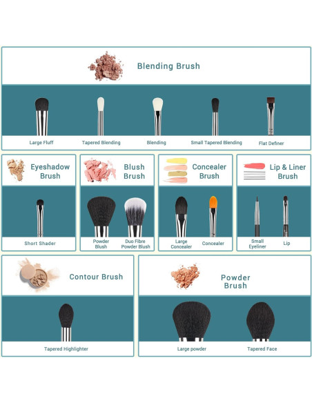 Juego de Brochas de Maquillaje Jessup 15 Piezas Set Profesional Juego de Brochas de Maquillaje Jessup 15 Piezas Set Profesional