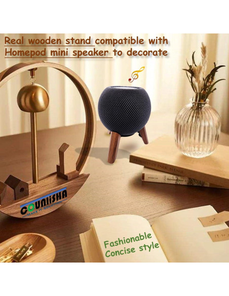 Soporte de Madera Real para Homepod Mini Counlisha Nogal Soporte de Madera Real para Homepod Mini Counlisha Nogal