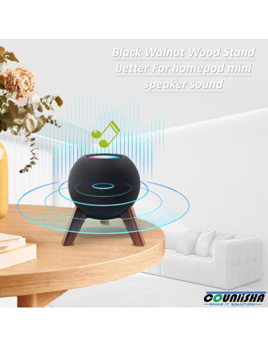 Soporte de Madera Real para Homepod Mini Counlisha Nogal