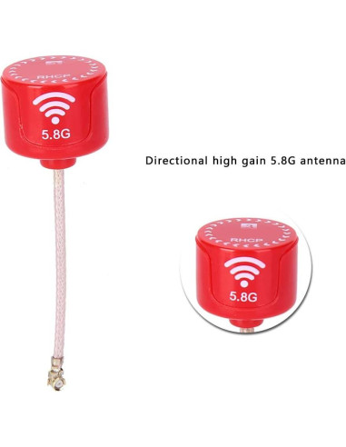 Antena 5.8Ghz 3dBi RHCP Keenso para Drone FPV Rojo