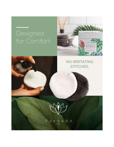 Discos Desmaquillantes Reutilizables Tayvada - 14 Unidades de Bambú