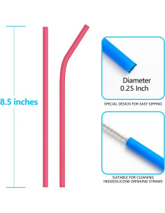 Pajitas de Silicona Reutilizables Coson Home 21.6 cm 12 Piezas 2