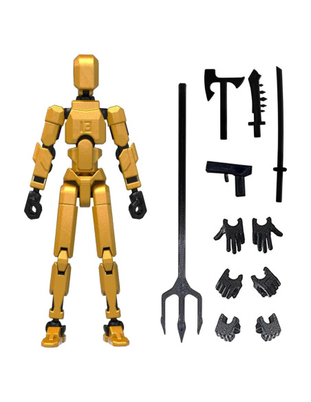 Figura de Acción Titan 13 Robot 3D Articulado Movible Dorado Figura de Acción Titan 13 Robot 3D Articulado Movible Dorado