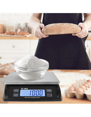 Escala de Cocina Digital 30kg JAQAZNVB Acero Inoxidable Negro