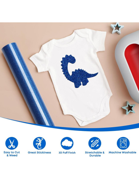 Vinilo Glitter Puff TransWonder 3D Transferencia Calor 12x1m Azul Vinilo Glitter Puff TransWonder 3D Transferencia Calor 12x1m Azul