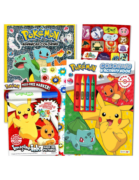 Conjunto de Libros para Colorear Pokemon Bendon - 3 Libros y Calcomanías Conjunto de Libros para Colorear Pokemon Bendon - 3 Libros y Calcomanías