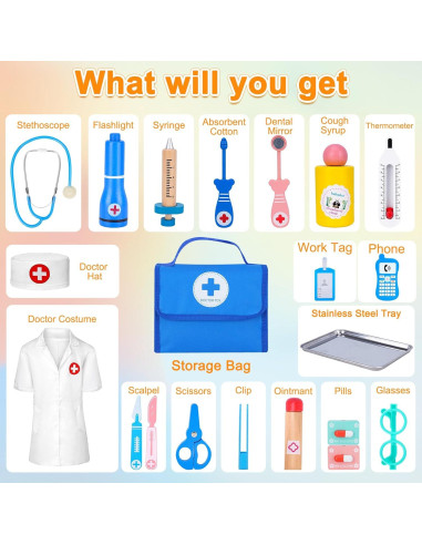 Kit de Doctor Educativo BGdoyz 24 Piezas para Niños 3-6 Años