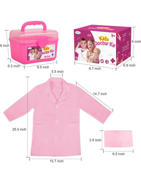 Kit de Doctor Liberry Rosa para Niños 3 a 5 Años con Estetoscopio Kit de Doctor Liberry Rosa para Niños 3 a 5 Años con Estetoscopio