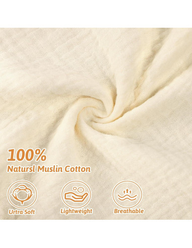Cubiertas de Almohada de Lactancia Muslin GFU 2 Pzas Beige Marrón