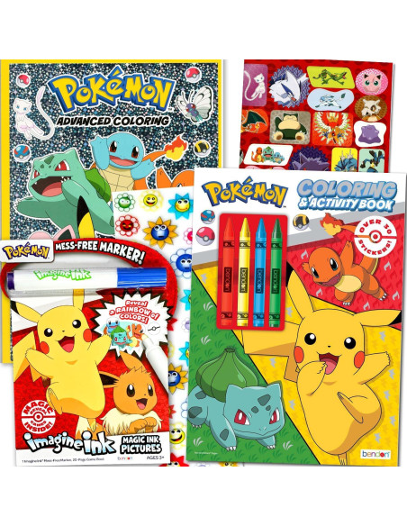 Conjunto de Libros para Colorear Pokemon Bendon - 3 Libros y Calcomanías Conjunto de Libros para Colorear Pokemon Bendon - 3 Libros y Calcomanías