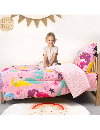 Juego de Ropa de Cuna ZenKitch Sirena Rosa 4 Piezas