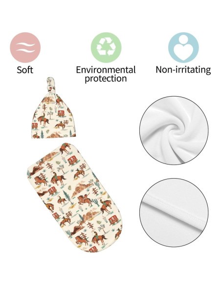 Manta de Envoltura para Bebé Qwalnely con Sombrero 52.8x29 cm Manta de Envoltura para Bebé Qwalnely con Sombrero 52.8x29 cm