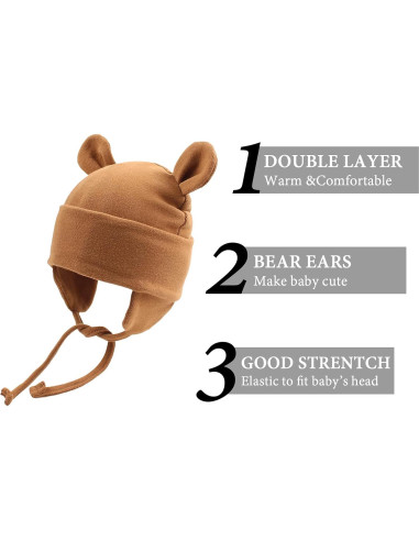 Gorro de Invierno para Bebé JANGANNSA 100% Algodón 0-12 Meses
