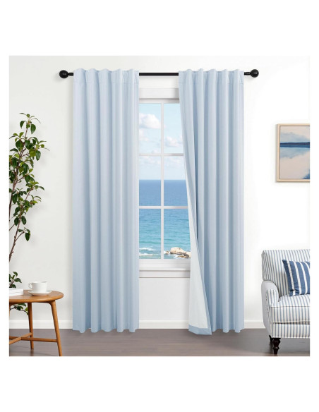 Cortinas Opacas Azul Claro 2 Paneles 106.68x213.36 cm Mrs.Naturall Cortinas Opacas Azul Claro 2 Paneles 106.68x213.36 cm Mrs.Naturall