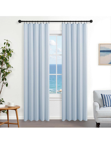 Cortinas Opacas Azul Claro 2 Paneles 106.68x213.36 cm Mrs.Naturall