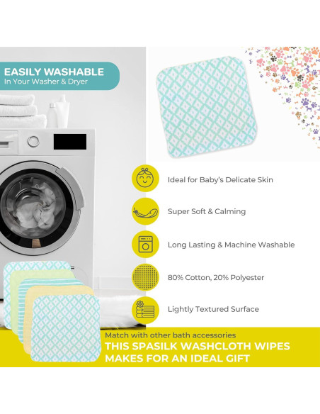 Juego de Toallitas de Lavado Spasilk 10 Unidades Diamantes Verdes Juego de Toallitas de Lavado Spasilk 10 Unidades Diamantes Verdes