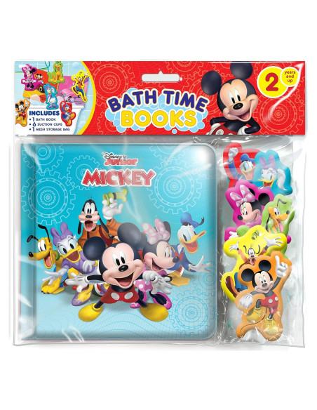 Disney Junior Mickey Bath Time Books - Activity Books for kids, Bath book, 6 Padded suction cups, 1 Mesh bag Disney Junior Mickey Bath Time Books - Activity Books for kids, Bath book, 6 Padded suction cups, 1 Mesh bag