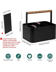 Caddy de Ducha Portátil BYUNER Negro con Mango de Madera 2