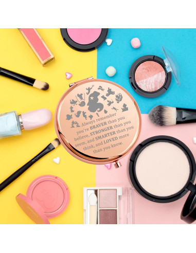 Espejo de Maquillaje Compacto WSNANG Sirena Oro Rosa 7.1cm