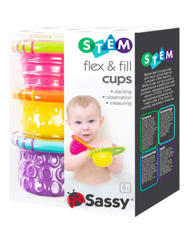 Tazas de baño Sassy Flex & Fill 3 piezas para bebés