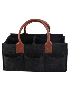 Cesta Organizadora de Pañales Mysa de Fieltro Negro 38.1x26.6cm