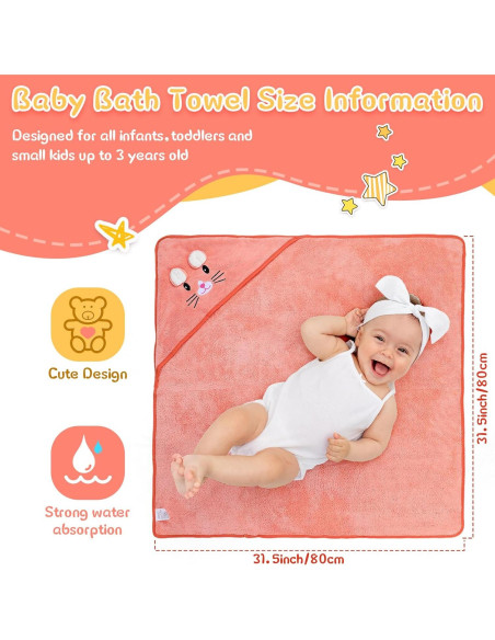 Toallas con Capucha para Bebé Preboun 4 Pcs 80x80 cm Suaves Toallas con Capucha para Bebé Preboun 4 Pcs 80x80 cm Suaves