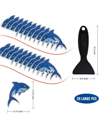 Calcomanías Antideslizantes para Baño Shark 20 PCS 11.9x8.1 cm