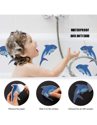 Calcomanías Antideslizantes para Baño Shark 20 PCS 11.9x8.1 cm